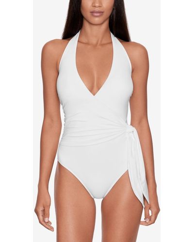 Lauren by Ralph Lauren Halter Side-tie Tummy-control One-piece Swimsuit - White