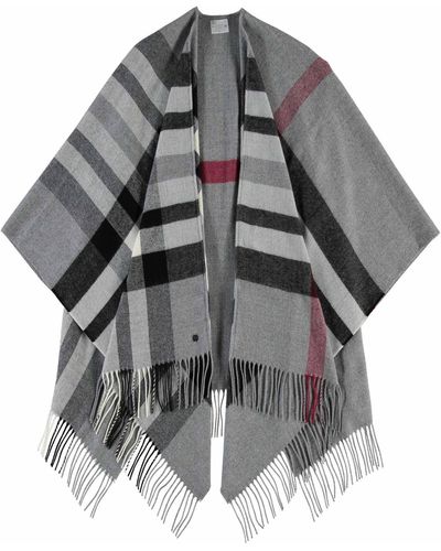 Fraas Plaid Cape Sweater - Gray