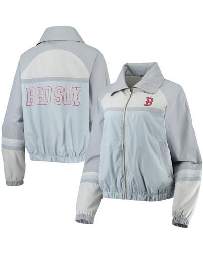 The Wild Collective Boston Red Sox Colorblock Track Raglan Full-zip Jacket - Blue