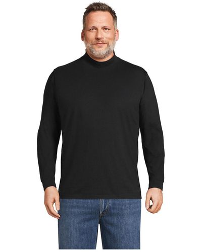 Lands' End Big & Tall Super-t Mock Turtleneck - Black