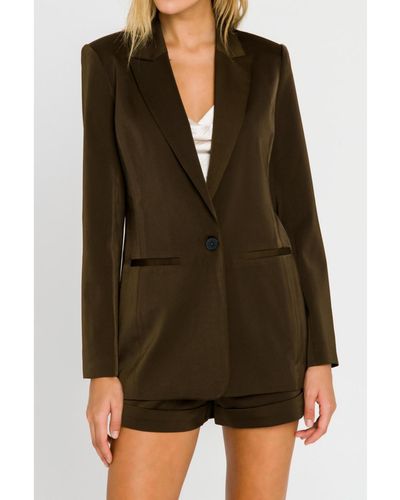Endless Rose Single-breasted Blazer - Green