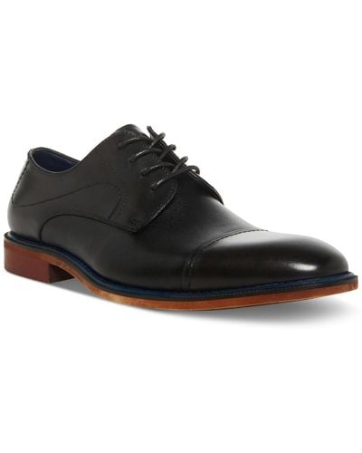 Steve Madden Zane Tonal & Textured Leather Mid Oxford Dress Shoe - Black