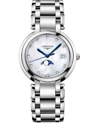 Longines Swiss Primaluna Diamond-accent Stainless Steel Bracelet Watch 34mm - Metallic