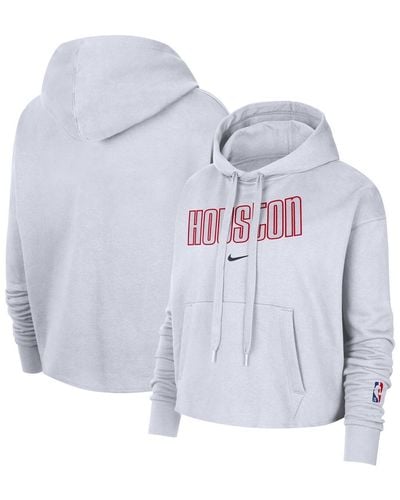 Nike Houston Rockets 2021/22 City Edition Essential Logo Cropped Pullover Hoodie - Blue
