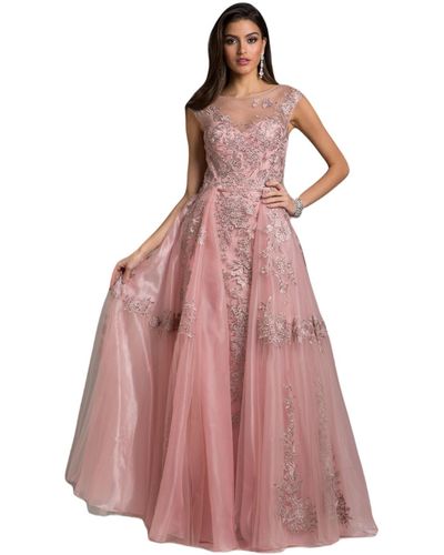 Lara Organza Ball Gown With Overskirt - Pink
