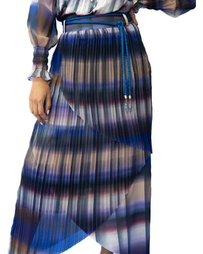 Adrienne Landau Soleil Crossover Pleated Skirt - Blue