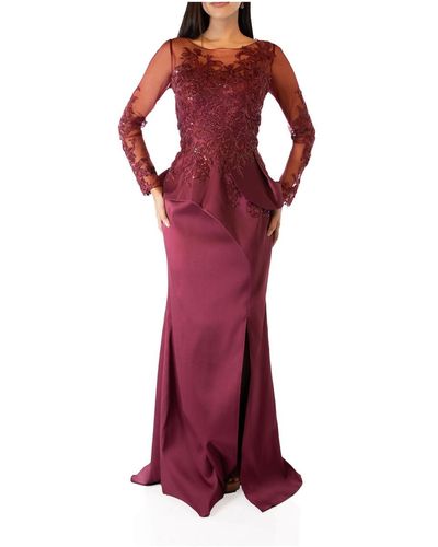 Terani Embroidered Illusion Neck Long Sleeves Mermaid Gown