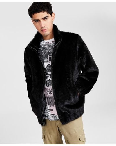 Guess Draco Faux Fur Zip-front Jacket - Black