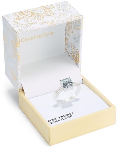 Charter Club Gold-plate Cubic Zirconia Split Halo Ring - White