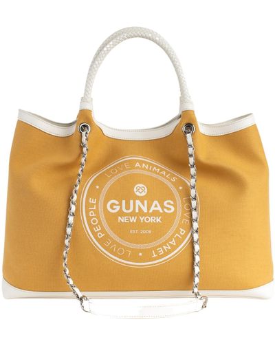 Gunas New York Ruth Canvas Large Tote Bag And Makeup Pouch Set - Yellow