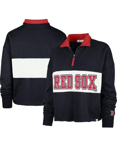 '47 Boston Red Sox Remi Quarter-zip Cropped Top - Blue