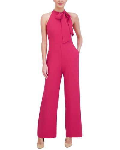 Vince Camuto Stretch-crepe Tie-neck Sleeveless Jumpsuit - Pink