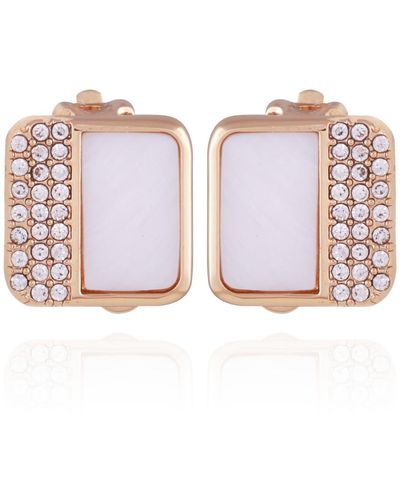 Tahari Shell Chic Button Clip Earring - Pink