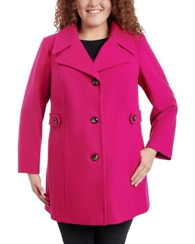 Anne Klein Plus Size Single-breasted Notched-collar Peacoat - Pink