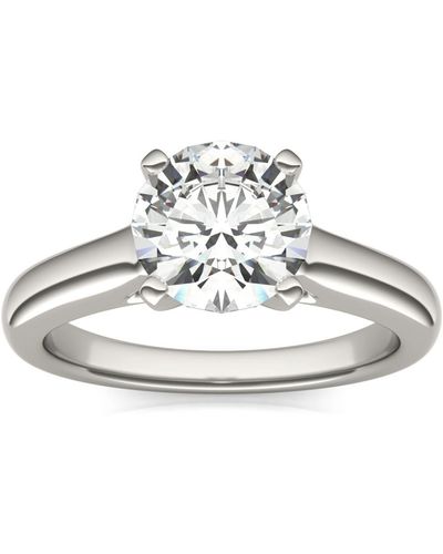 Charles & Colvard Moissanite Cathedral Solitaire Ring (1-9/10 Carat Total Weight Diamond Equivalent - White