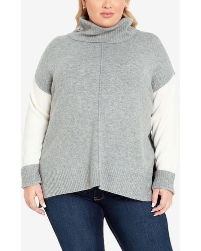Avenue Plus Size Riley High Low Sweater - Gray