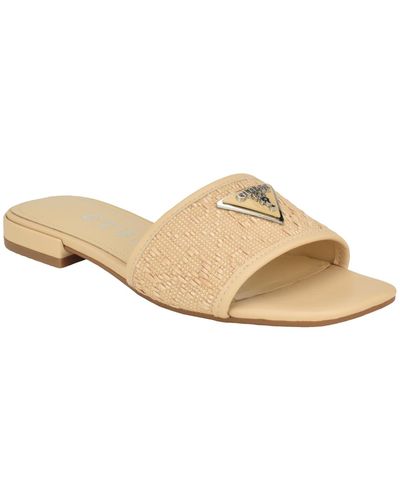 Guess Tamsey Square-toe Flat Slide Sandals - White
