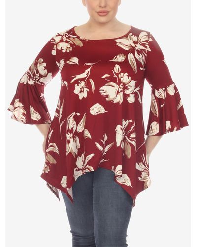 White Mark Plus Size Blanche Tunic Top - Red
