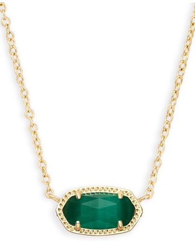 Kendra Scott 14k Gold Plated Elisa Pendant Necklace - Green