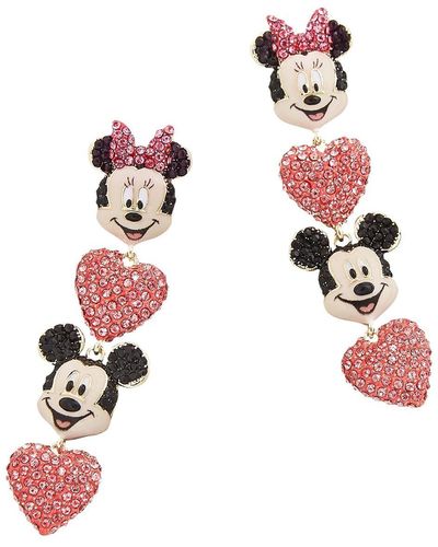 BaubleBar Mickey & Minnie Heart Drop Earrings - White