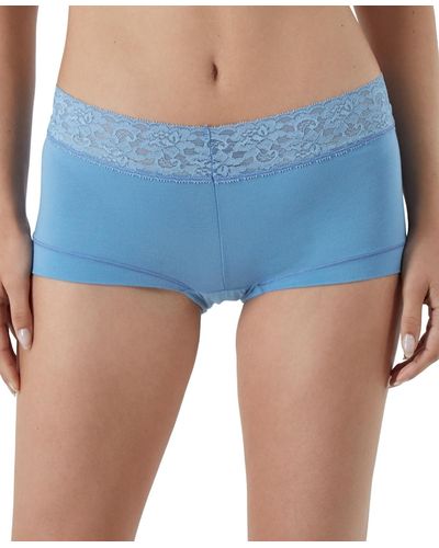 Maidenform Cotton Dream Lace Boyshort Underwear 40859 - Blue