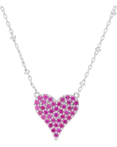 Macy's Lab-grown Black Spinel Heart Cluster 18" Pendant Necklace (3/4 Ct. T.w. - Pink
