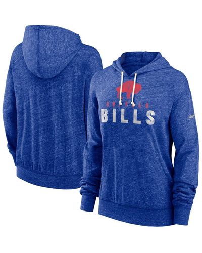 Nike Distressed Buffalo Bills Rewind Gym Vintage-like Lighweight Pullover Hoodie - Blue
