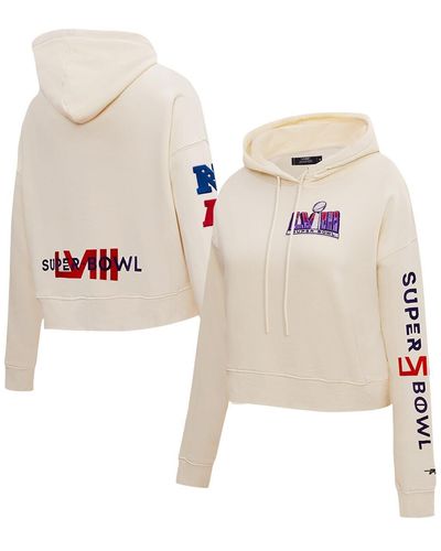 Pro Standard Super Bowl Lviii Cropped Pullover Hoodie - Natural