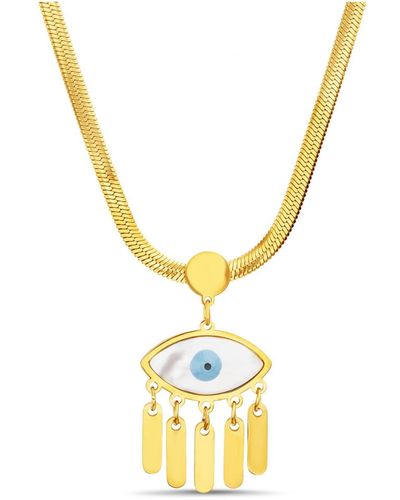 Kensie Tone Evil Eye Dangle Pendant Necklace - Metallic