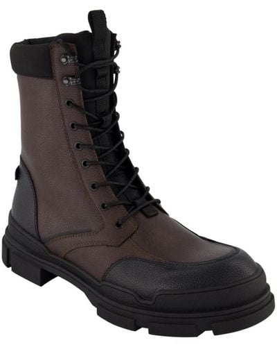DKNY Side Zip Tall Rubber Lug Sole Boots - Black