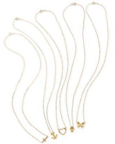 Macy's Teeny Tiny Pendant Necklace Collection In 10k Gold - White