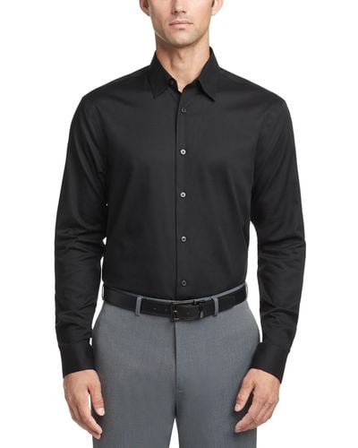 Calvin Klein Steel Classic/regular Non-iron Stretch Performance Dress Shirt - Black