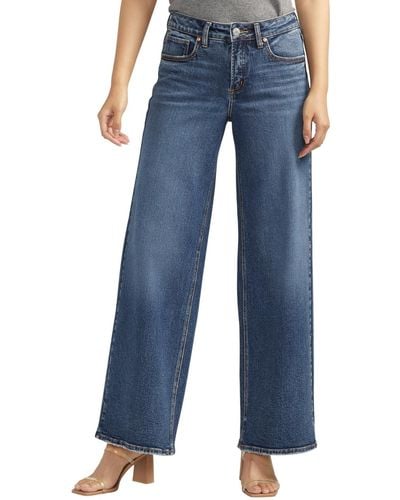 Silver Jeans Co. Suki Mid Rise Wide Leg Jeans - Blue