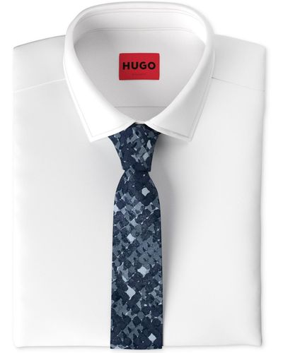 BOSS Hugo By Abstract-pattern Cotton Tie - Blue