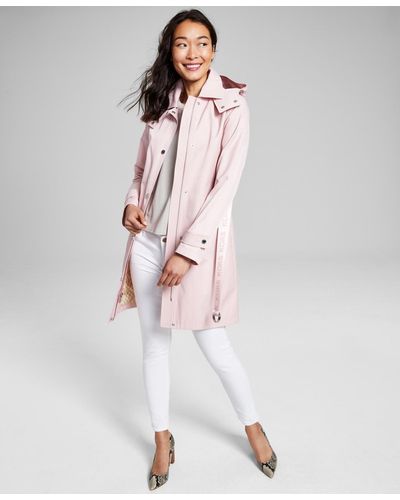 Michael Kors Hooded Belted Trench Coat, Created For Macy's - White