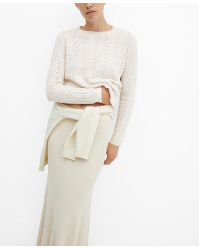 Mango Knit Paillette Sweater - White