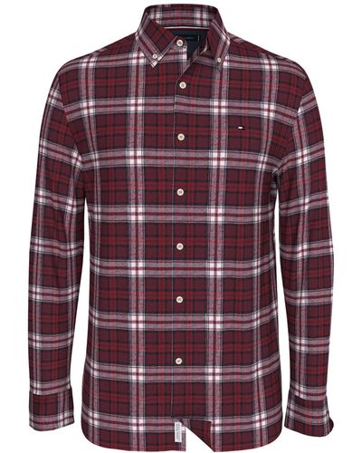 Tommy Hilfiger Regular-fit Brushed Plaid Shirt - Red