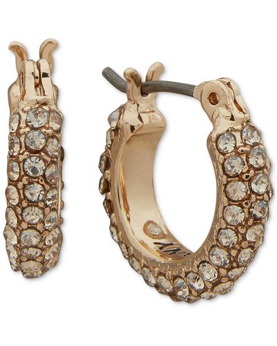 DKNY Extra-small Pave Crystal Hoop Earrings - Metallic
