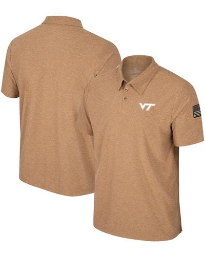 Colosseum Athletics Virginia Tech Hokies Oht Military-inspired Appreciation Cloud Jersey Desert Polo Shirt - Brown