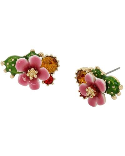 Betsey Johnson Faux Stone Tropical Flower Cluster Earrings - Red