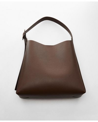 Mango Buckle Detail Shopper Bag - Brown