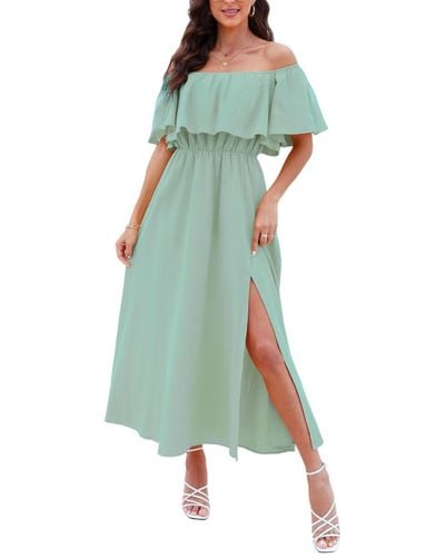 CUPSHE Summer Off-the-shoulder Cover Up Dress - Green