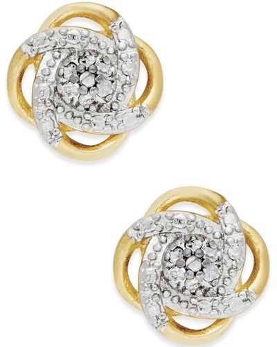 Macy's Diamond Love Knot Stud Earrings In Sterling Silver (1/10 Ct. T.w.) - Metallic