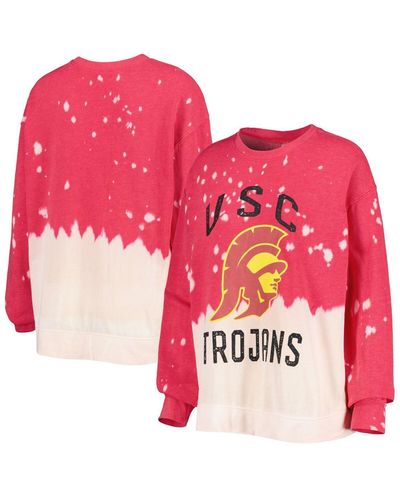 Gameday Couture Usc Trojans Twice As Nice Faded Dip-dye Pullover Sweatshirt - Red