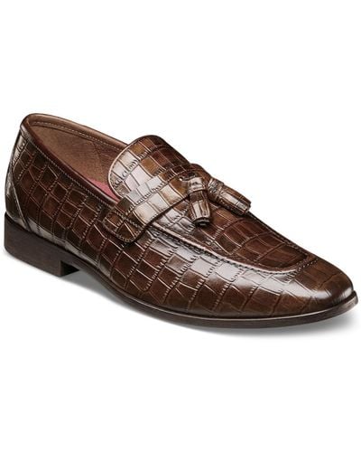 Stacy Adams Franz Moc-toe Croc-texture Tassel Dress Loafer - Brown