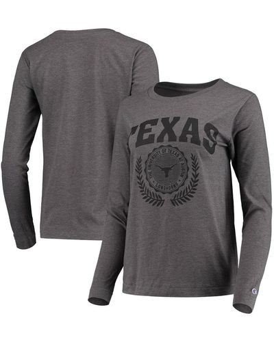 Champion Heathered Texas Longhorns College Laurels Long Sleeve T-shirt - Gray