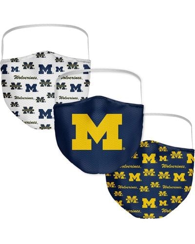 Fanatics Michigan Wolverines All Over Logo Face Covering 3-pack - Blue