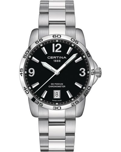 Certina Swiss Ds Podium Stainless Steel Bracelet Watch 40mm - Gray