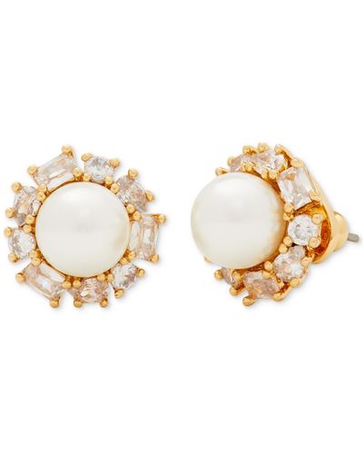 Kate Spade Gold-tone Candy Shop Imitation Pearl Halo Stud Earrings - Metallic