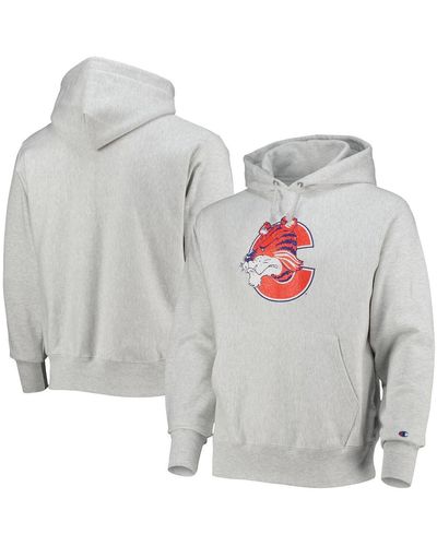 Men's Champion Heathered Gray Louisville Cardinals Vault Logo Reverse Weave  Pullover Sweatshirt